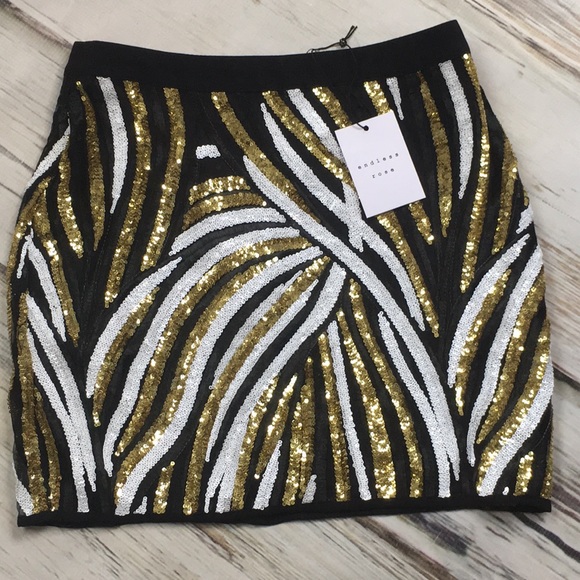Endless Rose Dresses & Skirts - Endless Rose Skirt Sequins Small Black Gold White